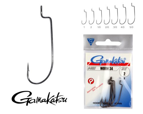 Gamakatsu Worm-34/200 2/0 horog 6 db / csomag